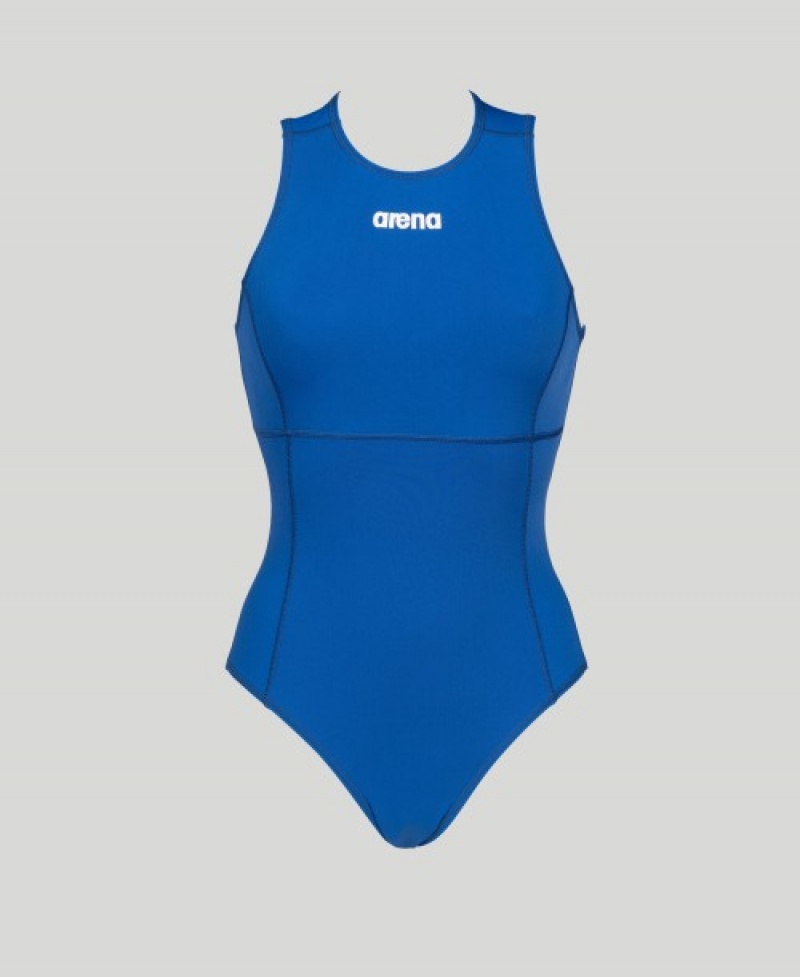 Blue Arena Solid Waterpolo Women's Swimsuits | 73320309