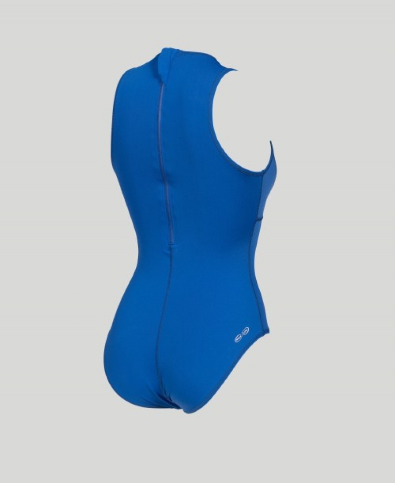 Blue Arena Solid Waterpolo Women's Swimsuits | 73320309