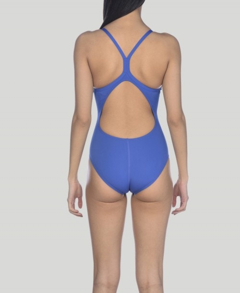 Blue Arena Spraypaint Light Drop Back Women's Swimsuits | 48960781