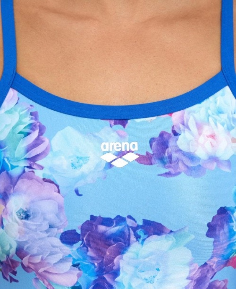 Blue Arena Spring Garden Light Drop Back Women's Swimsuits | 26431244