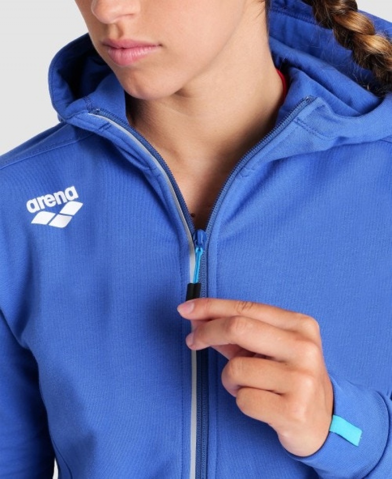 Blue Arena Team Hooded Panel Women's Jackets | 73738596