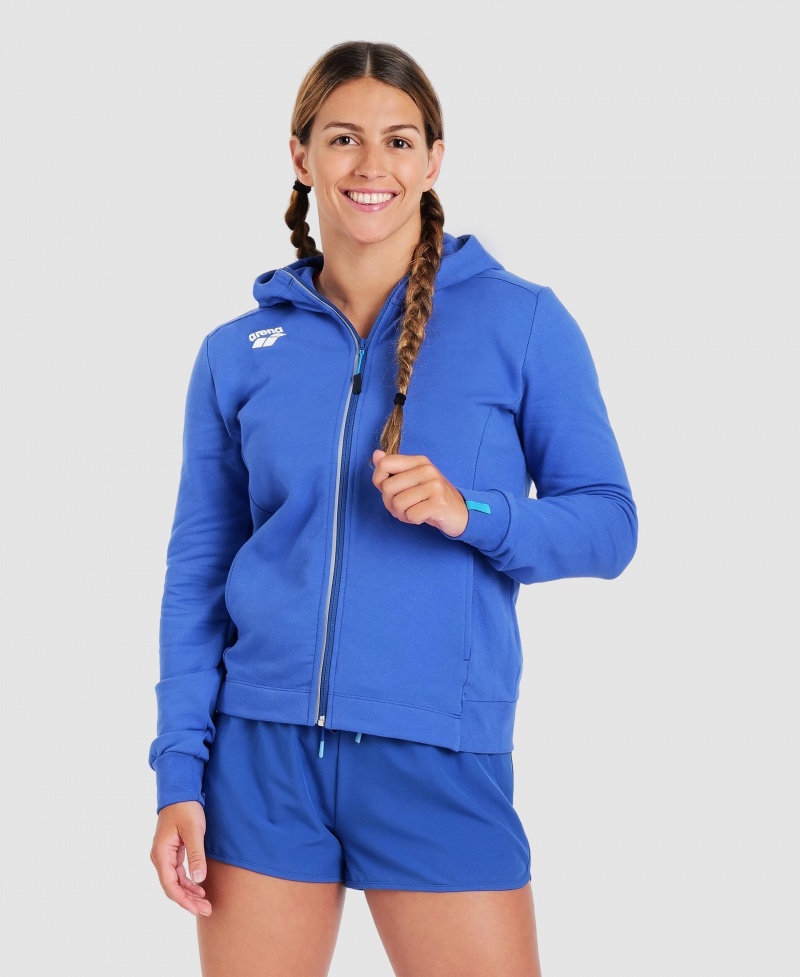 Blue Arena Team Hooded Panel Women\'s Jackets | 73738596