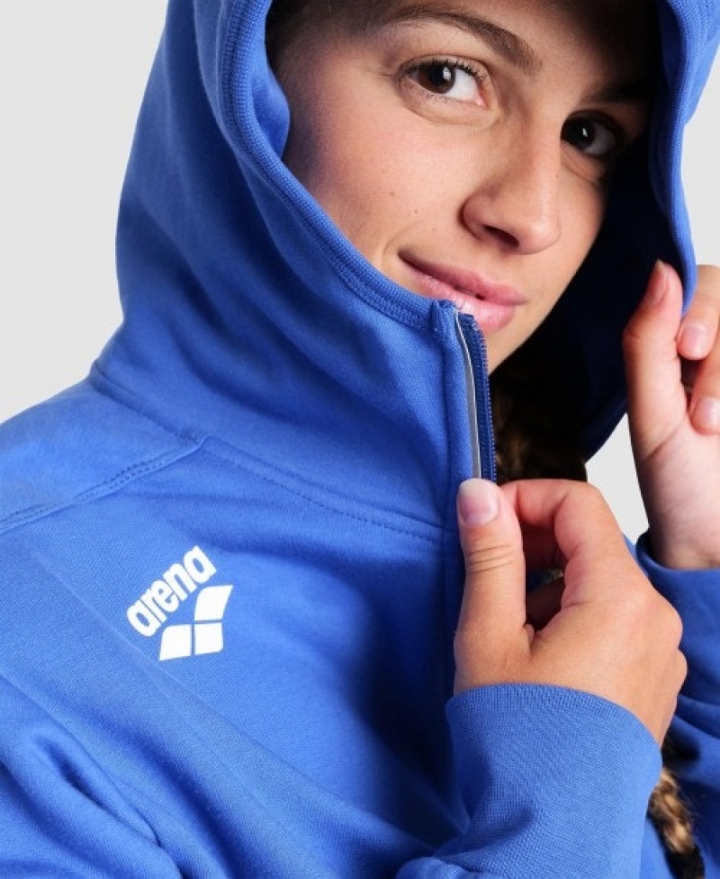 Blue Arena Team Hooded Panel Women's Jackets | 16389279