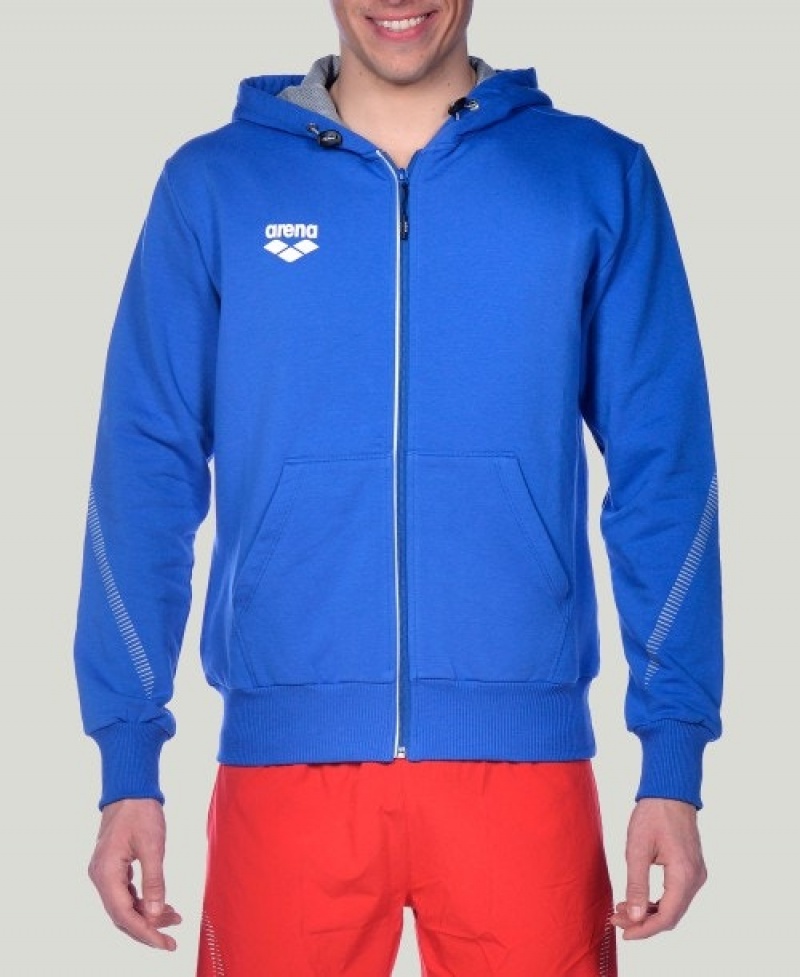 Blue Arena Team Line Hooded Men's Jackets | 92459183