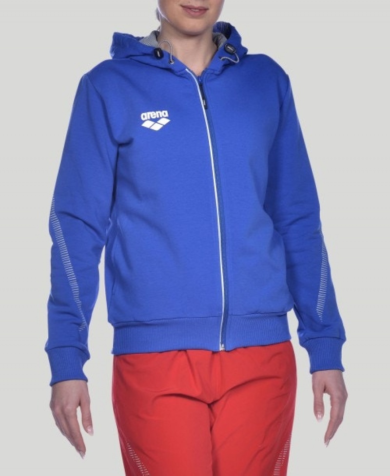 Blue Arena Team Line Hooded Women's Jackets | 23004822