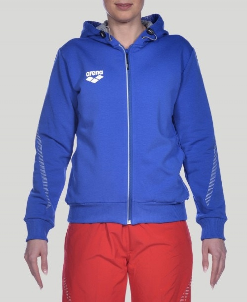 Blue Arena Team Line Hooded Women's Jackets | 23004822