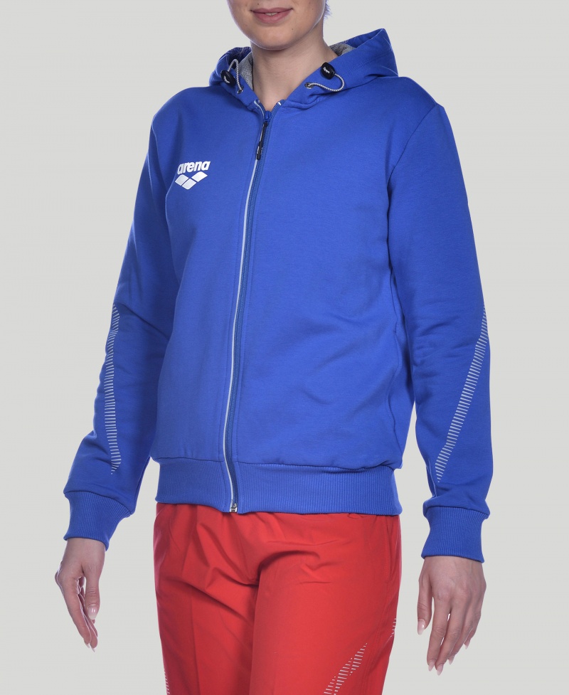 Blue Arena Team Line Hooded Women\'s Jackets | 23004822