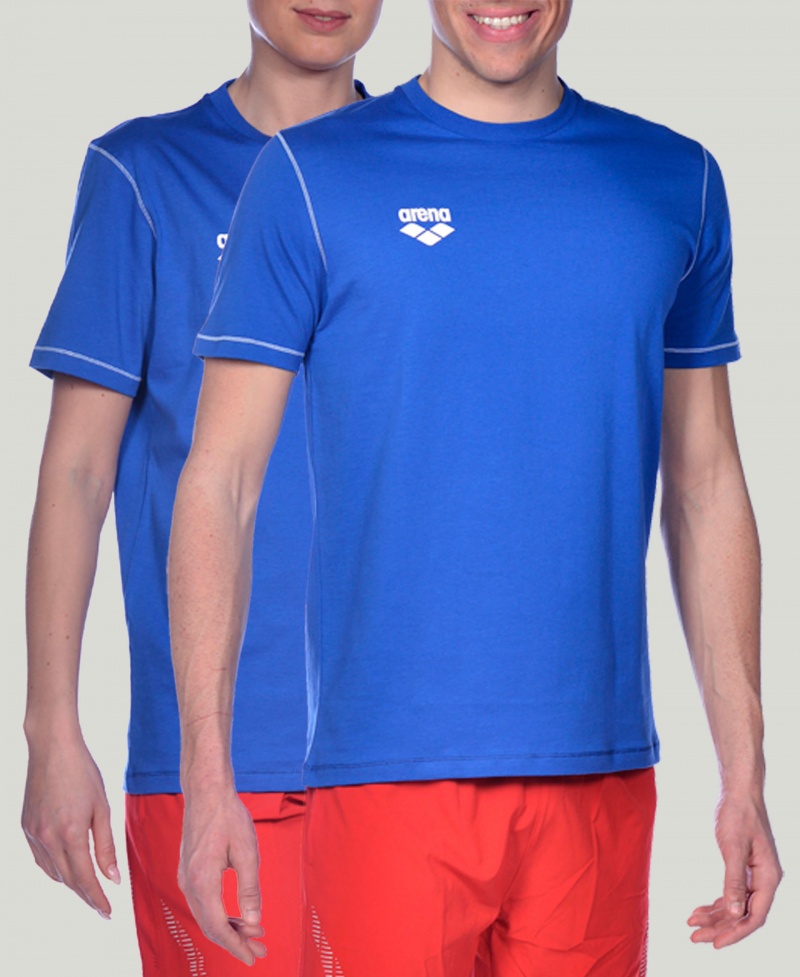 Blue Arena Team Line Short Sleeve Men\'s T Shirts | 36288598