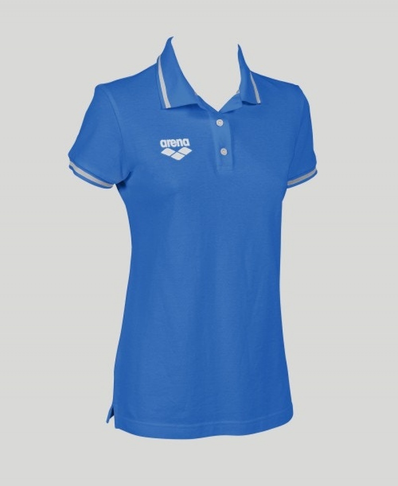 Blue Arena Team Line Short Sleeve Women's Polo Shirts | 39966431