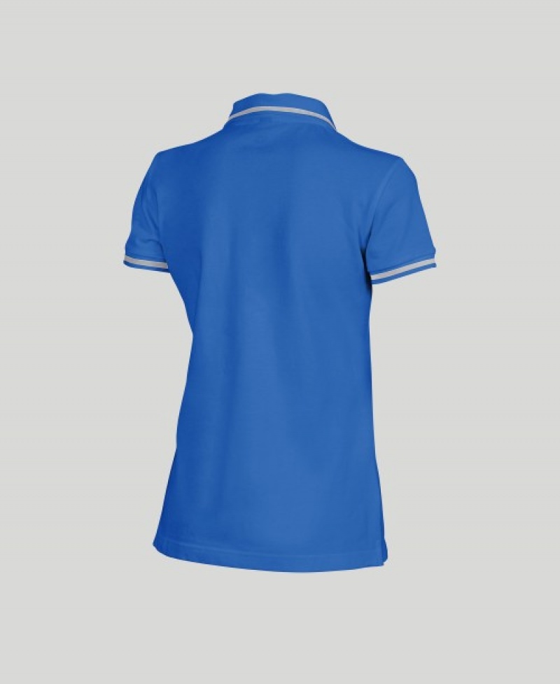 Blue Arena Team Line Short Sleeve Women's Polo Shirts | 39966431