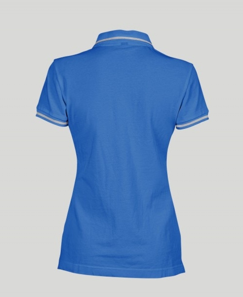 Blue Arena Team Line Short Sleeve Women's Polo Shirts | 39966431