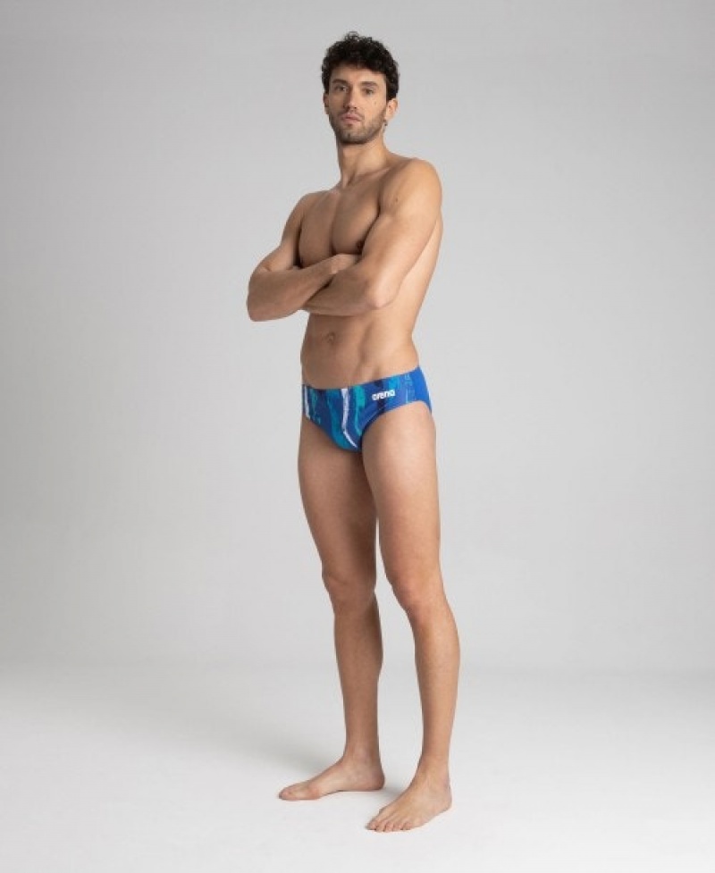 Blue Arena Team Painted Stripes Men's Briefs | 12406022