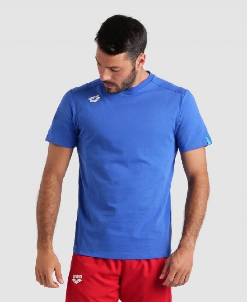 Blue Arena Team Panel Men's T Shirts | 63137390