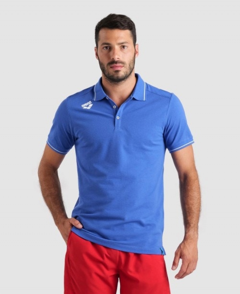 Blue Arena Team Solid Men's Polo Shirts | 1025251