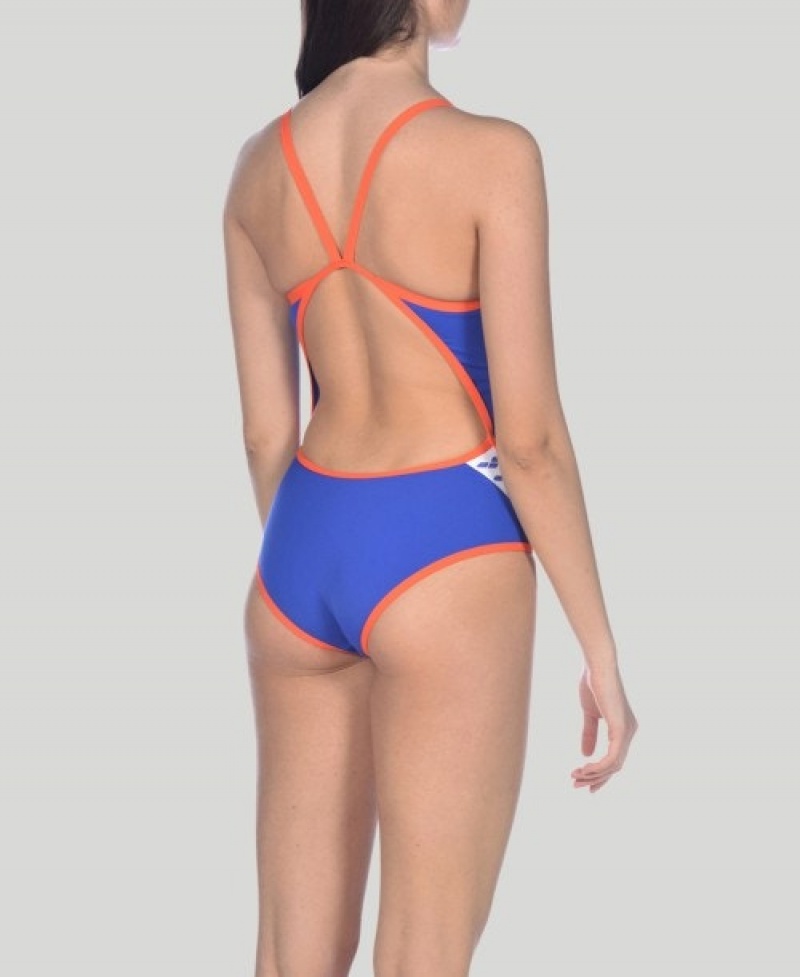 Blue Arena Team Stripe Super Fly Back Women's Swimsuits | 97096134