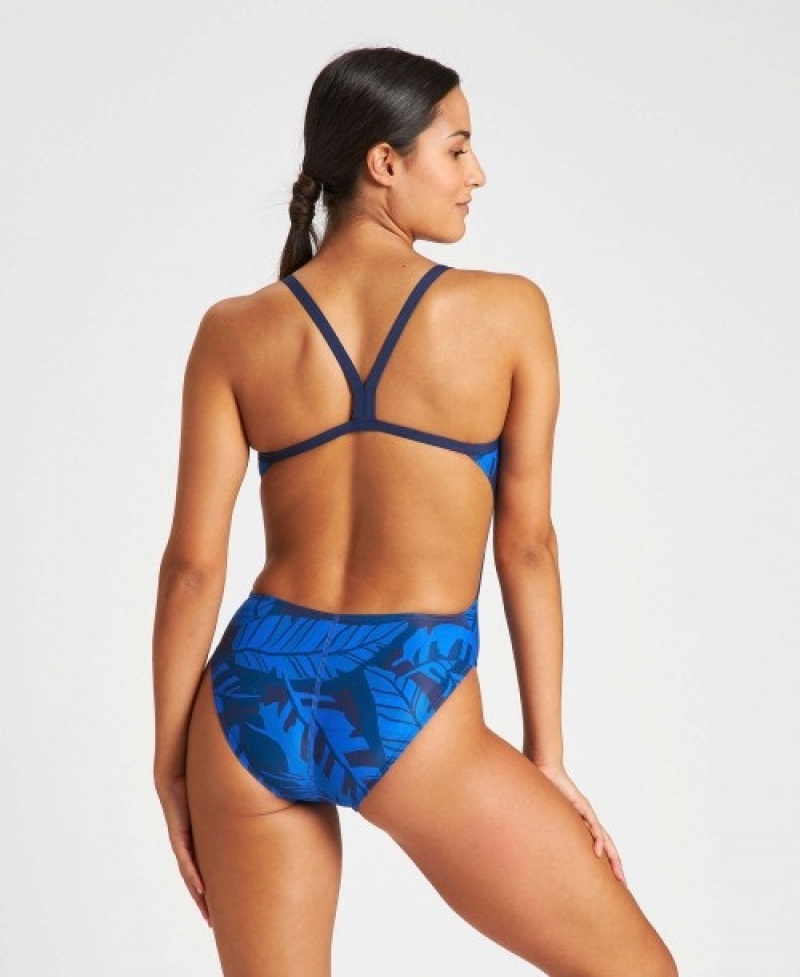 Blue Arena Tropicals Challenge Back Women's Swimsuits | 91182513