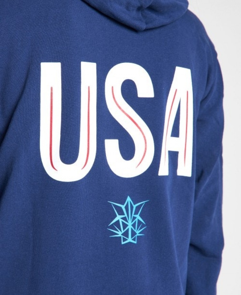 Blue Arena USA Swimming Team Kit Hooded Zip Women's Jackets | 73231486