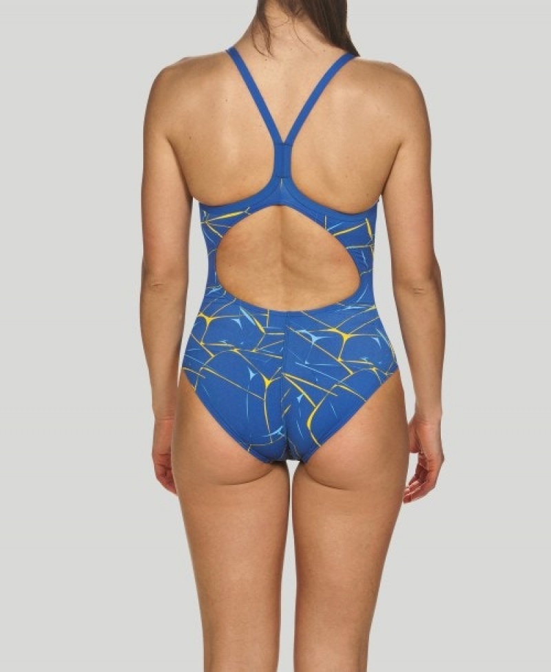 Blue Arena Water Light Drop Back Women's Swimsuits | 27754994