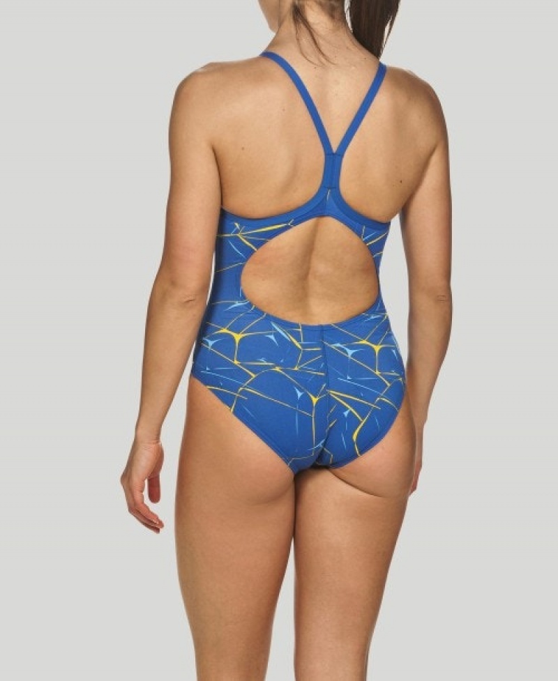 Blue Arena Water Light Drop Back Women's Swimsuits | 27754994