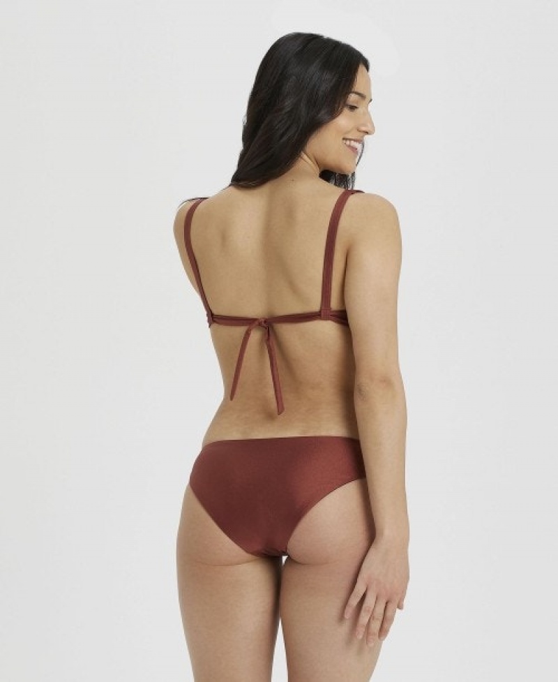 Burgundy Arena Solid Bralette Women's Bikinis | 55895395