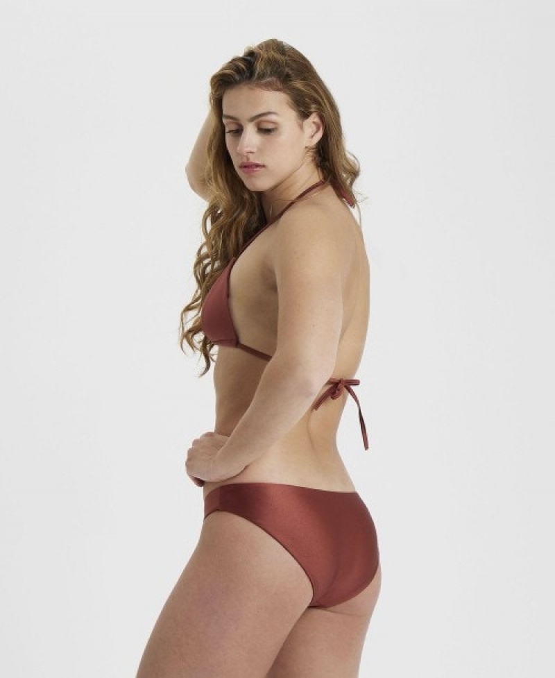 Burgundy Arena Solid Triangle Women's Bikinis | 66108200