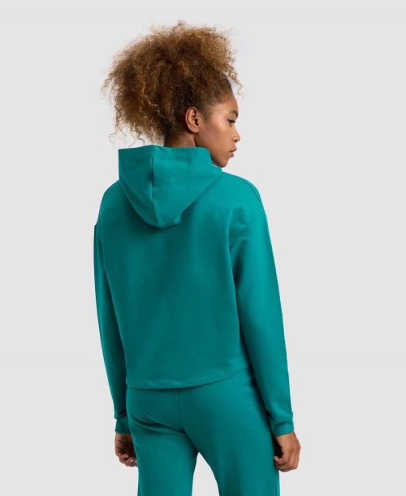 Green Arena Hooded Fleece Women's Sweatshirts | 48003953