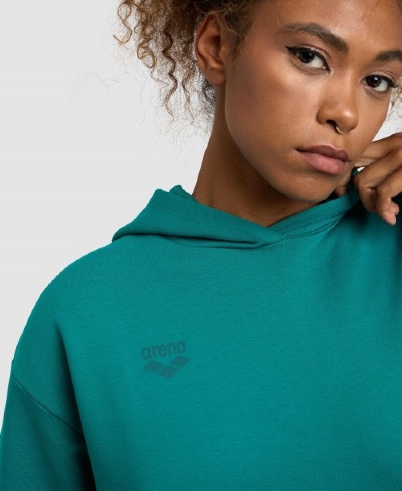 Green Arena Hooded Fleece Women's Sweatshirts | 48003953