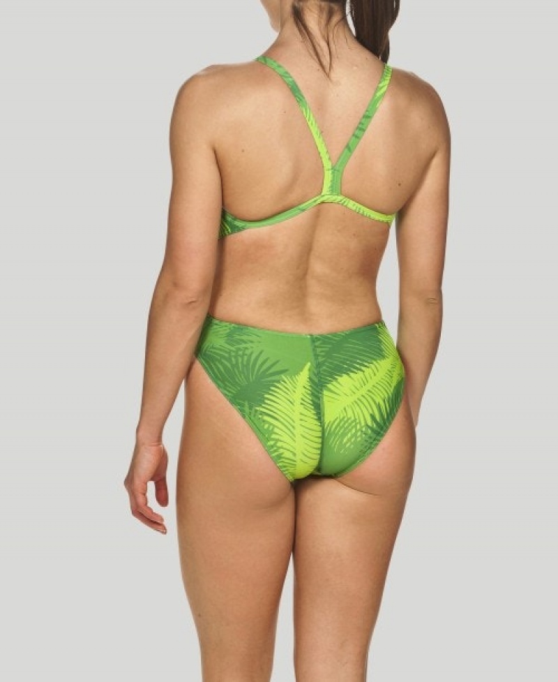 Green Arena Palm Forest Challenge Back Women's Swimsuits | 47086526