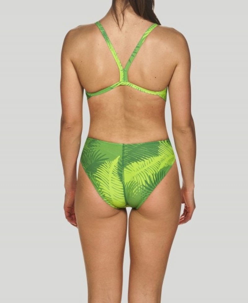 Green Arena Palm Forest Challenge Back Women's Swimsuits | 47086526