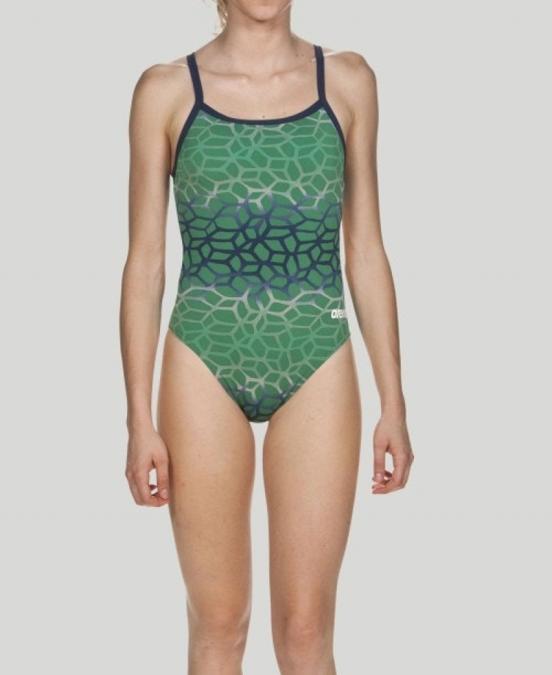 Green Arena Polycarbonite Ii Challenge Back Women's Swimsuits | 8881106