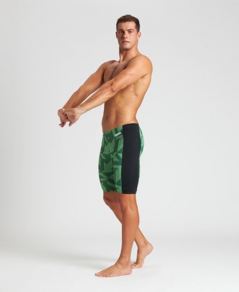 Green Arena Puzzled Jammer Men's Swim Shorts | 42701162