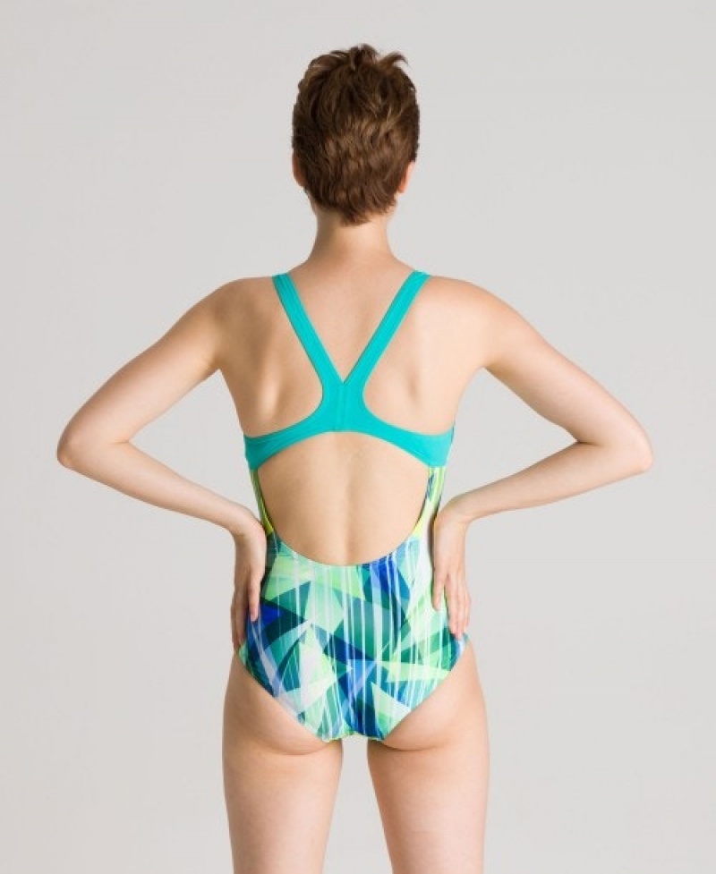 Green Arena Shading Prism Swim Pro Back- Maxlife Women's Swimsuits | 38046600