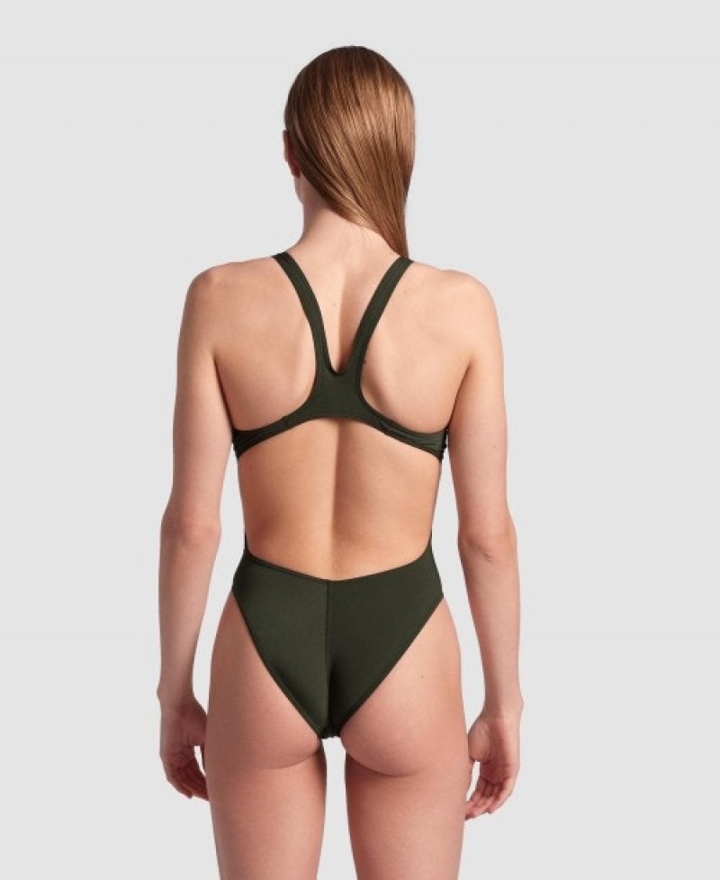 Green Arena Team Swim Tech Solid Women's Swimsuits | 40901209