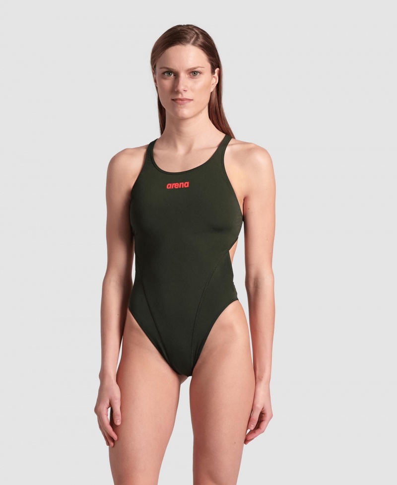 Green Arena Team Swim Tech Solid Women\'s Swimsuits | 40901209