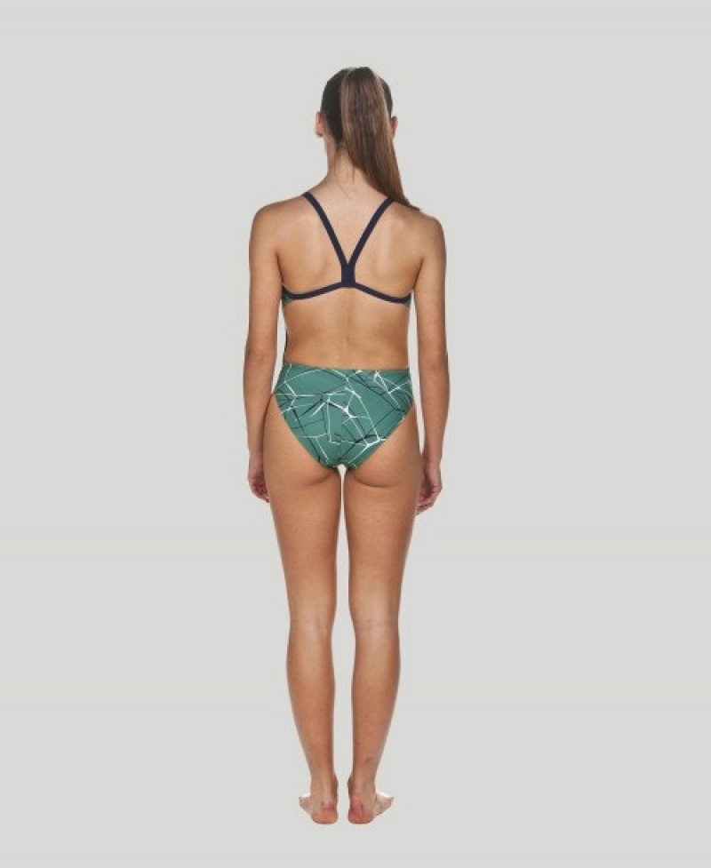 Green Arena Water Challenge Back Women's Swimsuits | 79600223