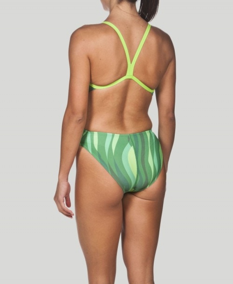 Green Arena Wavy Water Challenge Back Women's Swimsuits | 59727731