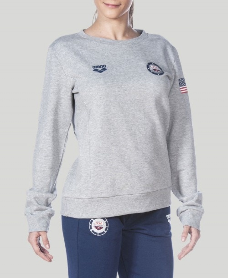 Grey Arena Essential Crew Women's Sweatshirts | 17476613