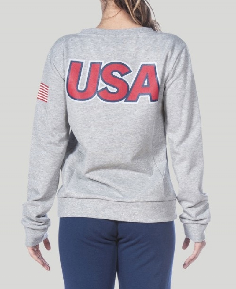 Grey Arena Essential Crew Women's Sweatshirts | 17476613