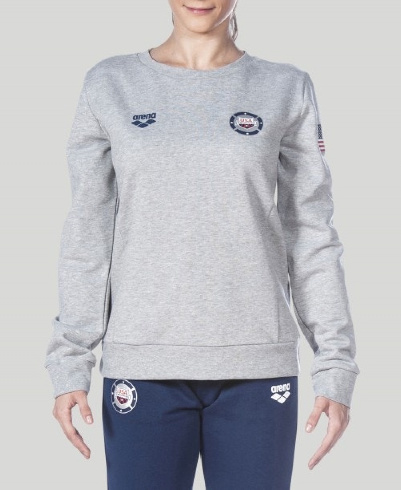 Grey Arena Essential Crew Women's Sweatshirts | 17476613