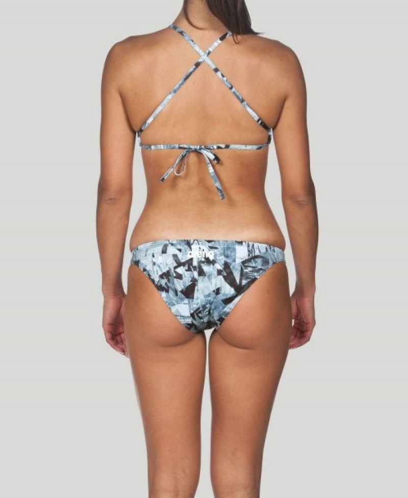 Grey Arena Glitch Tie Back Top Women's Bikinis | 89896273