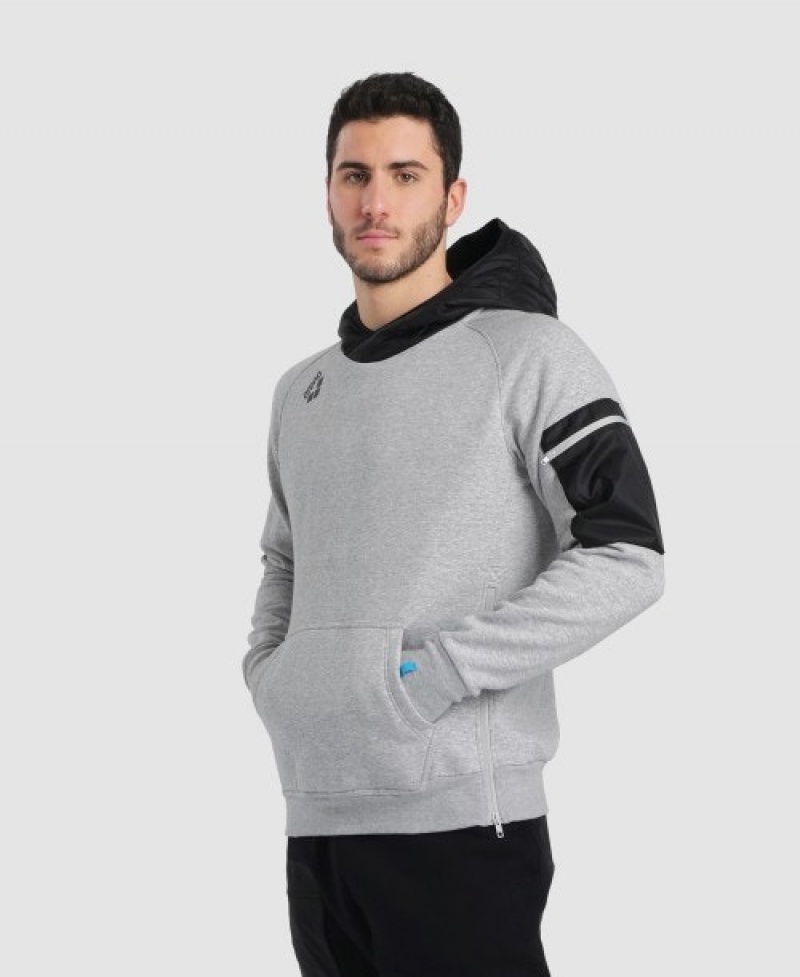 Grey Arena Hooded Tech Men's Sweatshirts | 60639811