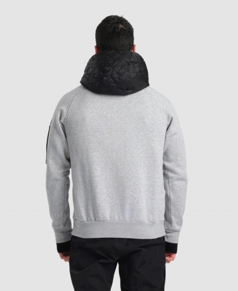 Grey Arena Hooded Tech Men's Sweatshirts | 60639811