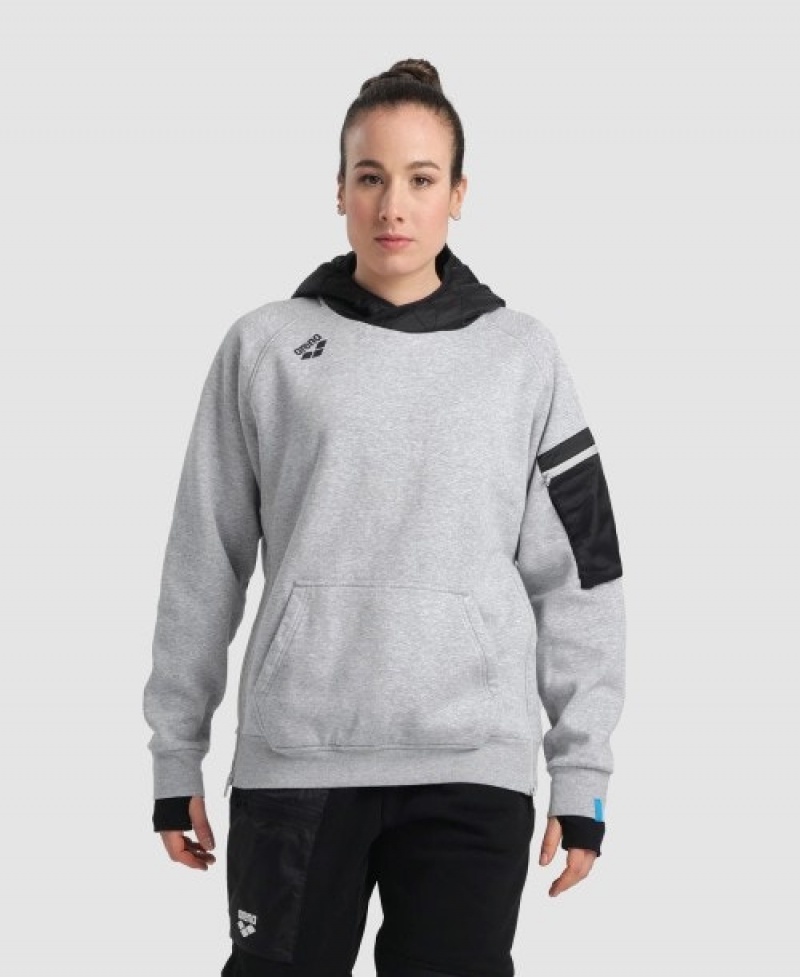 Grey Arena Hooded Tech Men's Sweatshirts | 60639811