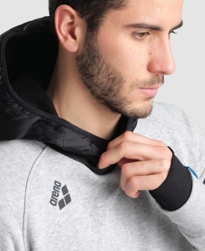 Grey Arena Hooded Tech Men's Sweatshirts | 60639811