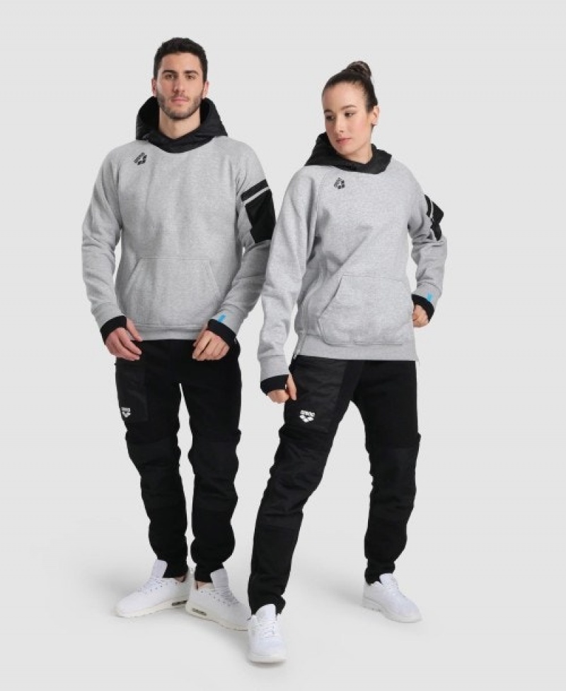 Grey Arena Hooded Tech Men's Sweatshirts | 60639811