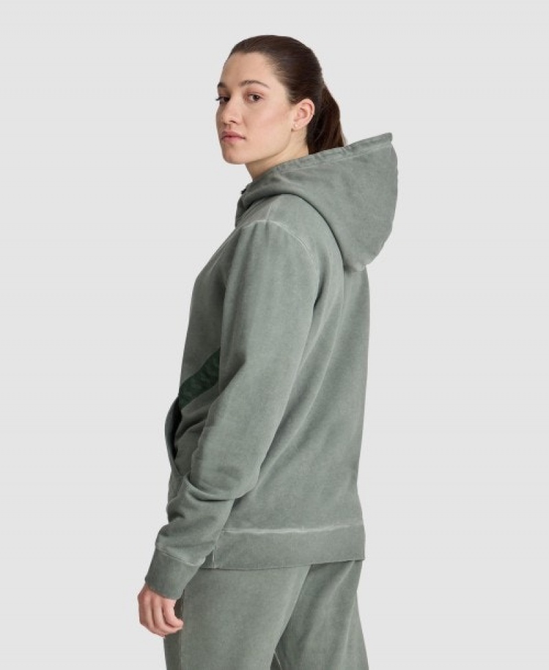 Grey Arena Icons Hooded Women's Jackets | 6197290