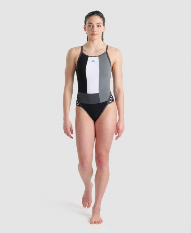 Grey Arena Icons Super Fly Back Panel Women's Swimsuits | 54925043