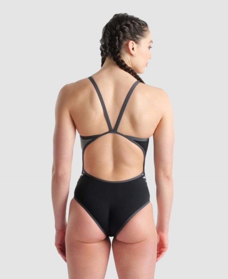 Grey Arena Icons Super Fly Back Panel Women's Swimsuits | 54925043