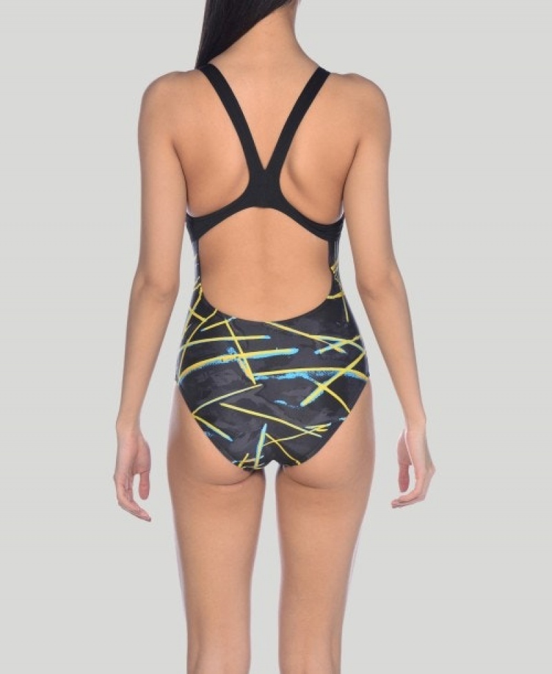 Grey Arena Light Beams Swim Pro Back Women's Swimsuits | 19566920