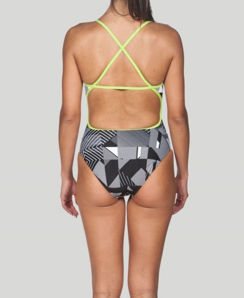 Grey Arena Optical Accelerate Back Women's Swimsuits | 99421041